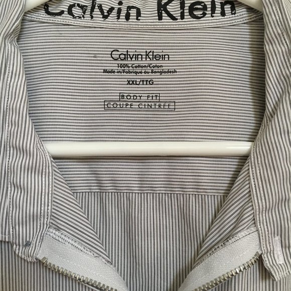 Calvin Klein Mens Casual Long Sleeve Pinstriped Body Fit Zip Gray Cotton 2XL - Picture 5 of 7